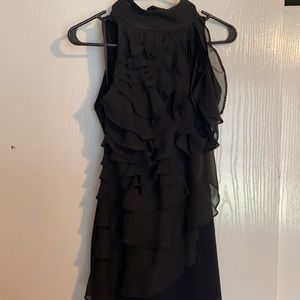 Short Halter Ruffled Black Dress